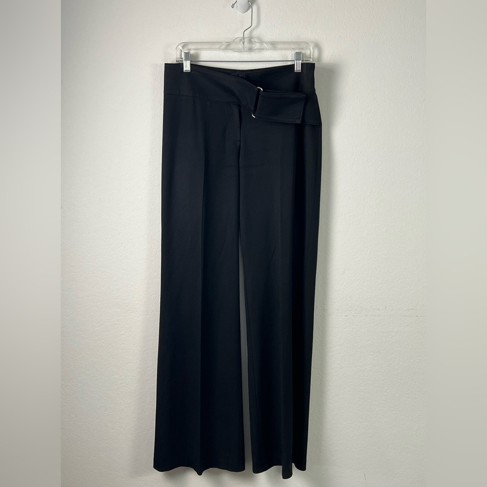 Equestrian Black Asymmetrical Belt Bootcut Pants Office Casual Vacation